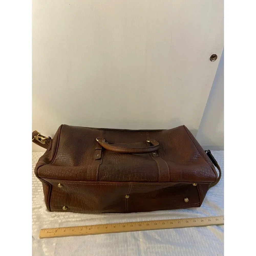 New‎ Aaron leather goods weekend duffle bag brown animal style